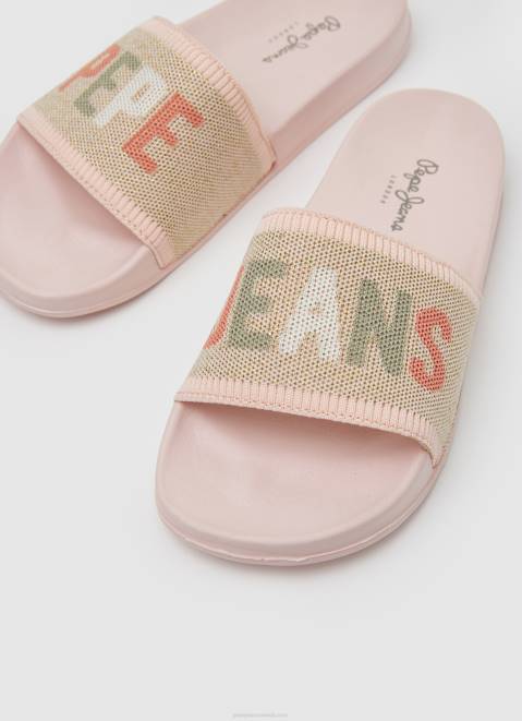 Pepe Jeans Slider Knit Beach Flip Flops Women Light Pink Z22X693