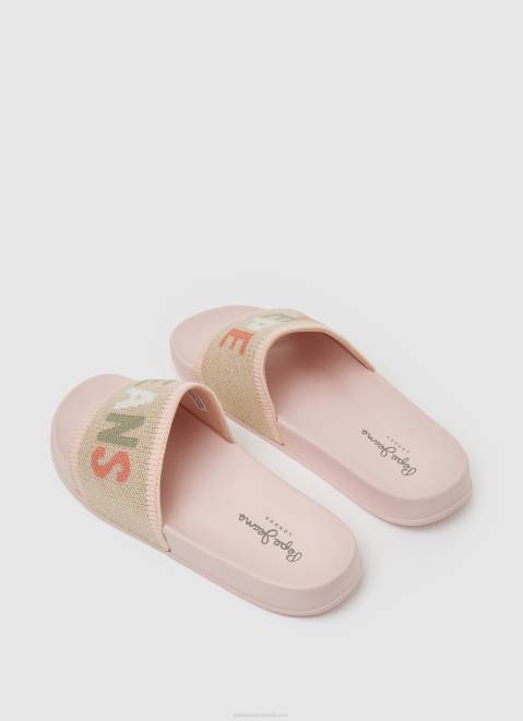 Pepe Jeans Slider Knit Beach Flip Flops Women Light Pink Z22X693