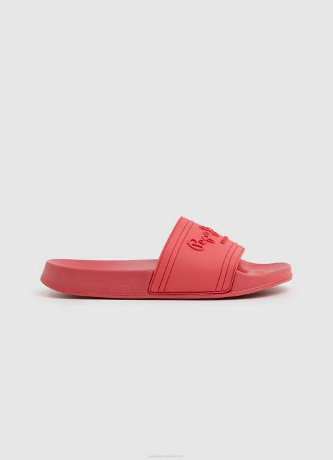 Pepe Jeans Slider Logo Beach Flip Flops Women Coral Z22X684