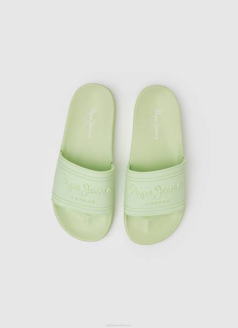 Pepe Jeans Slider Logo Beach Flip Flops Women Fresh Green Z22X688
