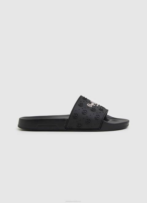 Pepe Jeans Slider Plain Beach Flip Flops Women Black Z22X690