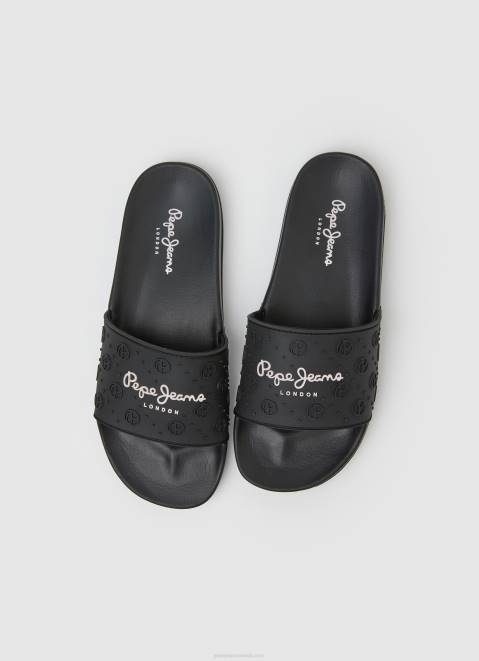 Pepe Jeans Slider Plain Beach Flip Flops Women Black Z22X690