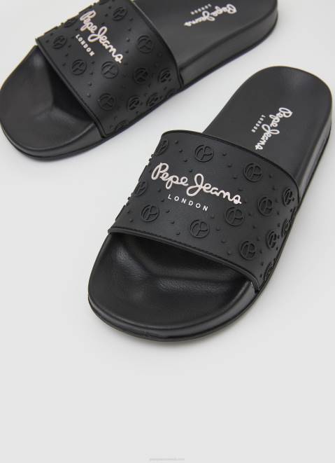 Pepe Jeans Slider Plain Beach Flip Flops Women Black Z22X690