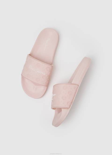 Pepe Jeans Slider Plain Beach Flip Flops Women Light Pink Z22X689