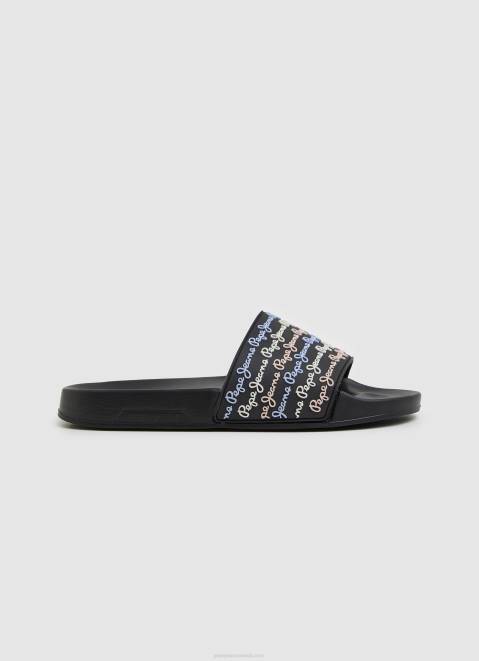 Pepe Jeans Slider Set Beach Flip Flops Women Black Z22X692