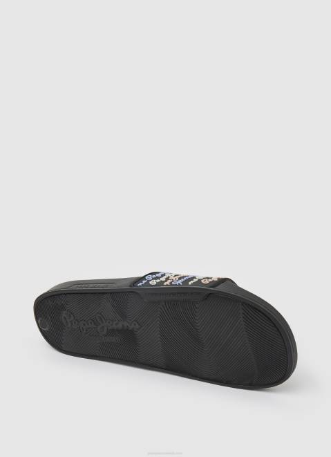Pepe Jeans Slider Set Beach Flip Flops Women Black Z22X692