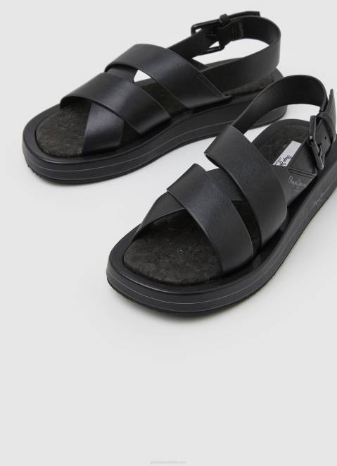 Pepe Jeans Summer Block Wedge Sandals Women Black Z22X651
