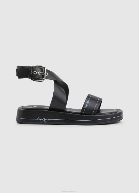 Pepe Jeans Summer Logy Wedge Sandals Women Black Z22X652