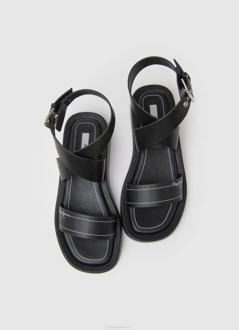 Pepe Jeans Summer Logy Wedge Sandals Women Black Z22X652