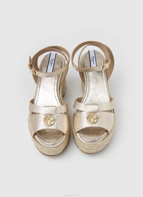Pepe Jeans Taffy Night Leather Sandals Women Gold Z22X646