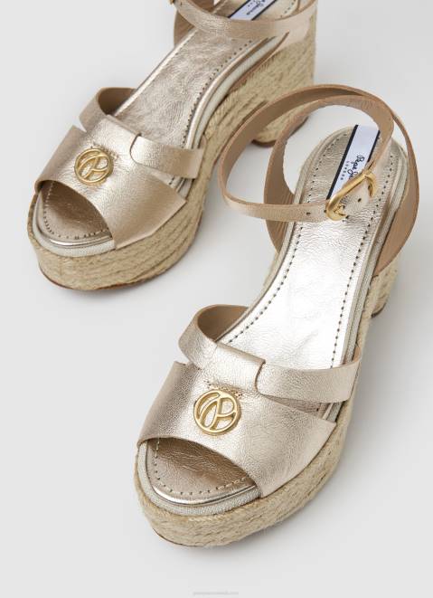 Pepe Jeans Taffy Night Leather Sandals Women Gold Z22X646