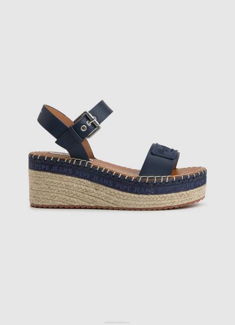 Pepe Jeans Witney Brand Wedge Sandals Women Navy Z22X650