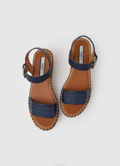 Pepe Jeans Witney Brand Wedge Sandals Women Navy Z22X650