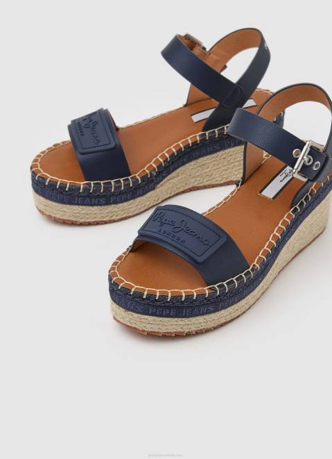 Pepe Jeans Witney Brand Wedge Sandals Women Navy Z22X650