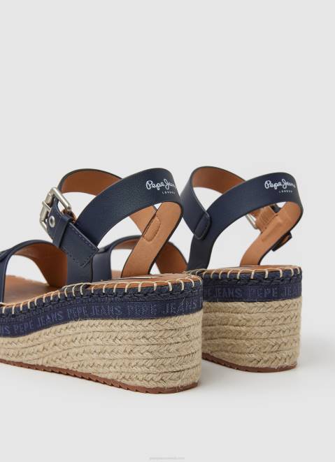 Pepe Jeans Witney Brand Wedge Sandals Women Navy Z22X650