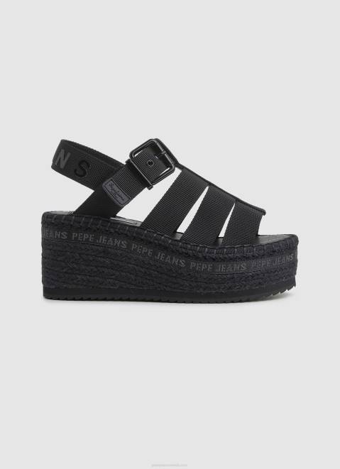 Pepe Jeans Witney Sunny Wedge Sandals Women Black Z22X647