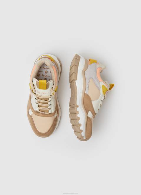Pepe Jeans Banksy Loom Combined Sneakers Women Light Peach Z22X580