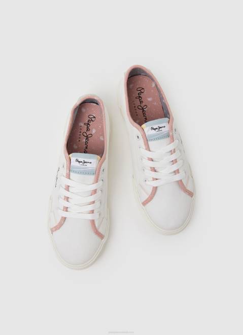 Pepe Jeans Brady Bandan Canvas Sneakers Women White Z22X632