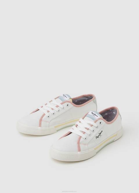 Pepe Jeans Brady Bandan Canvas Sneakers Women White Z22X632