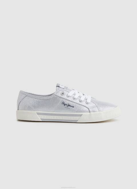 Pepe Jeans Brady Party Basic Sneakers Women Silver Z22X626