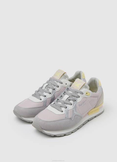 Pepe Jeans Brit Print Combined Sneakers Women Soft Pink Z22X587