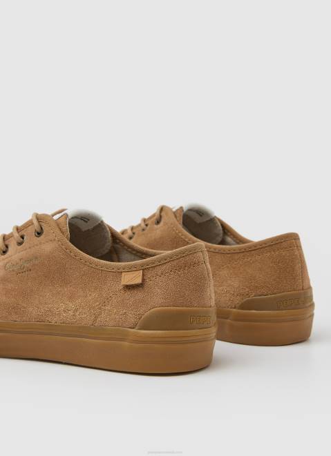 Pepe Jeans Colin Shoe Leather Sneakers Women Tan Z22X640