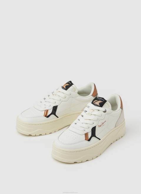 Pepe Jeans Kore Retry Leather Sneakers Women Off White Z22X571