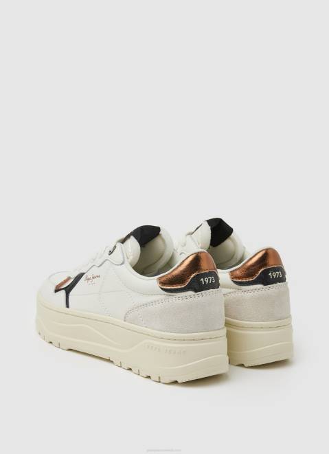 Pepe Jeans Kore Retry Leather Sneakers Women Off White Z22X571