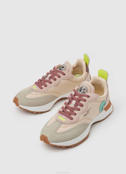 Pepe Jeans Lucky Leo Combined Sneakers Women Pale Pink Z22X579