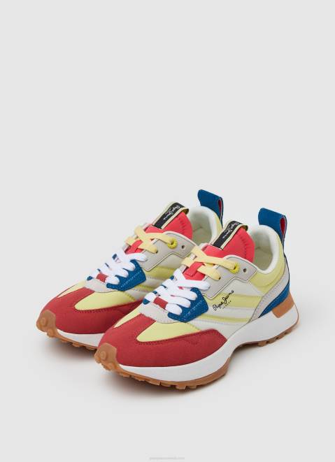 Pepe Jeans Lucky Print Combined Sneakers Women Acid Yellow Z22X572