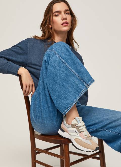 Pepe Jeans Lucky Print Combined Sneakers Women Pearl Silver Z22X574