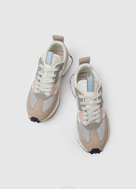 Pepe Jeans Lucky Print Combined Sneakers Women Pearl Silver Z22X574