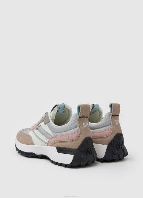Pepe Jeans Lucky Print Combined Sneakers Women Pearl Silver Z22X574