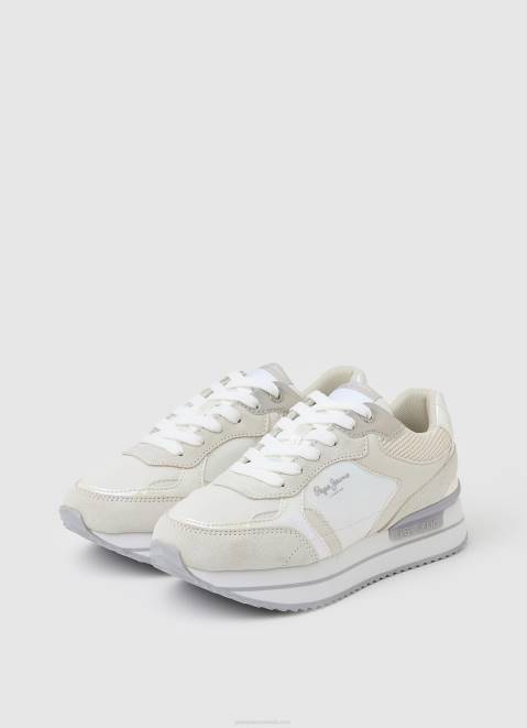 Pepe Jeans Rusper Pearl Combined Sneakers Women White Z22X596