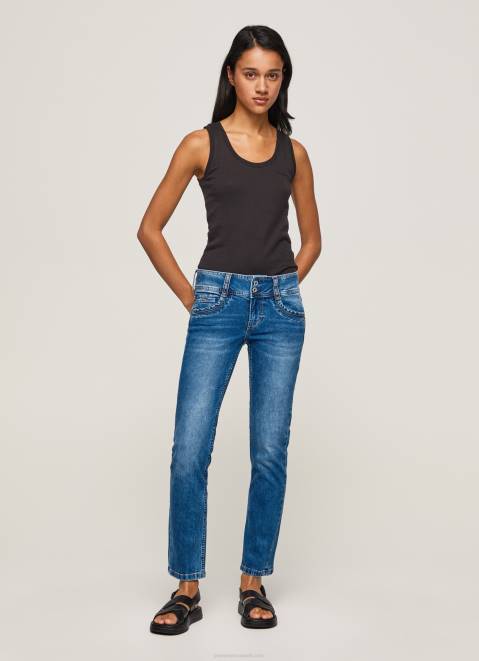Pepe Jeans Gen Straight Fit Mid Waist Jeans Women Denim Z22X32
