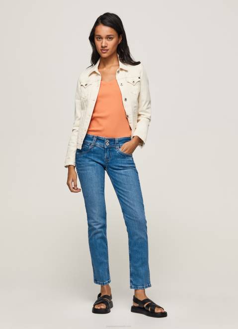 Pepe Jeans Gen Straight Fit Mid Waist Jeans Women Denim Z22X34