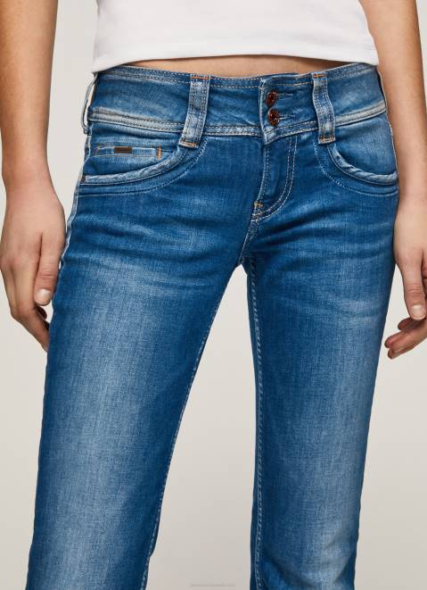 Pepe Jeans Gen Straight Fit Mid Waist Jeans Women Denim Z22X6