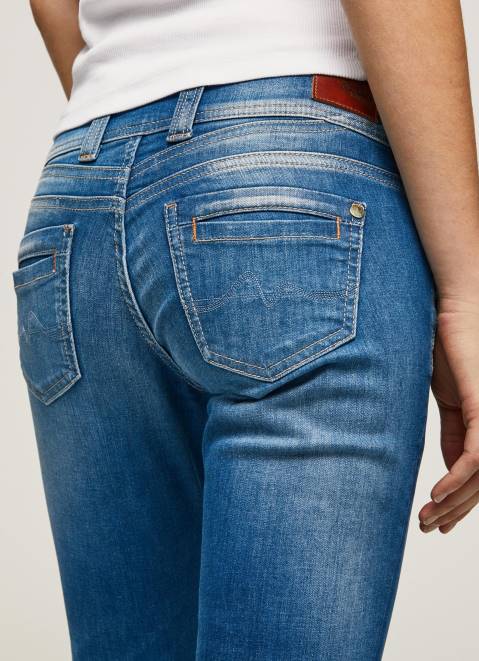 Pepe Jeans Gen Straight Fit Mid Waist Jeans Women Denim Z22X6